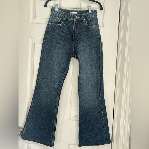 Zara Dark Blue Flare Women's Jeans - Picture 1 of 3